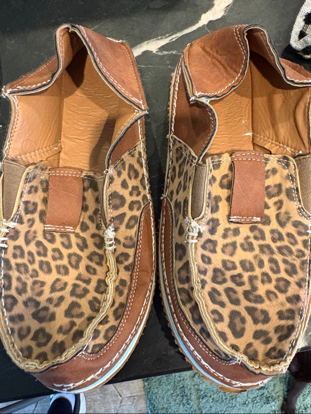 Brown Leopard-Print Slip-On Casual Shoes